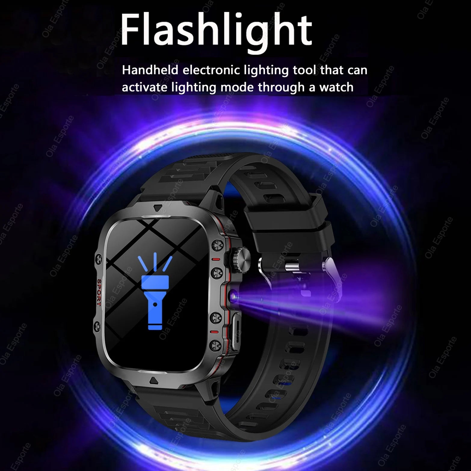 smart watch Military GPS Smartwatch LED Flashlight Fitness IP68 Waterproof Outdoor Sports Tracker Bluetooth Calls Smart Watch Men Women